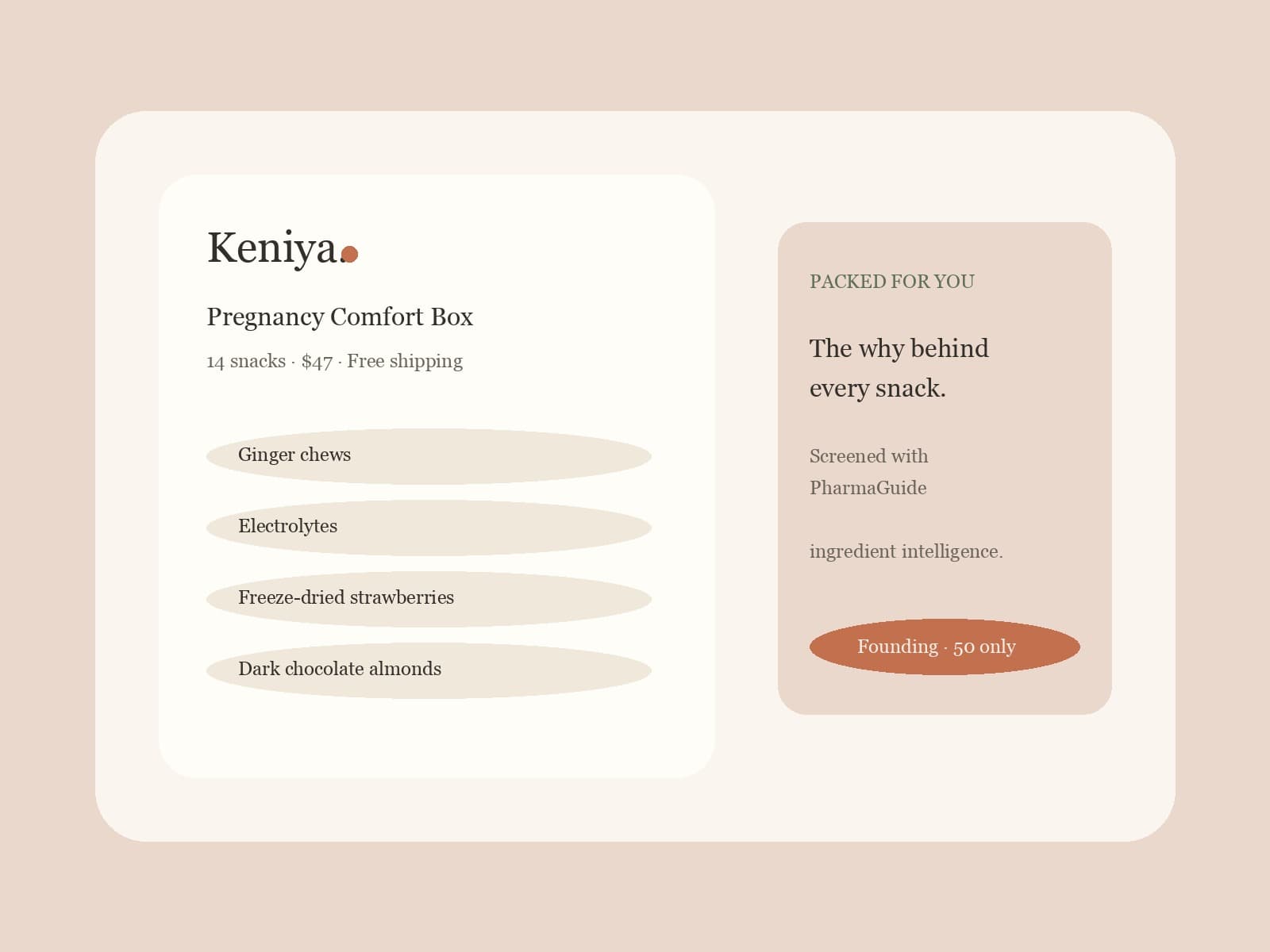 Keniya Pregnancy Comfort Box with Packed for You guide